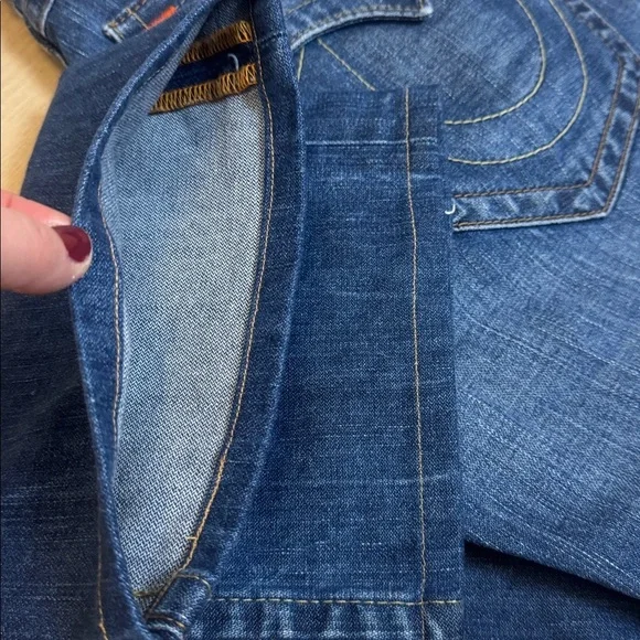 True Religion Men’s Straight Leg Jeans Dark Wash Classic Stitching 36 Inseam 31” - Picture 10 of 10